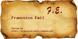 Francsics Emil névjegykártya